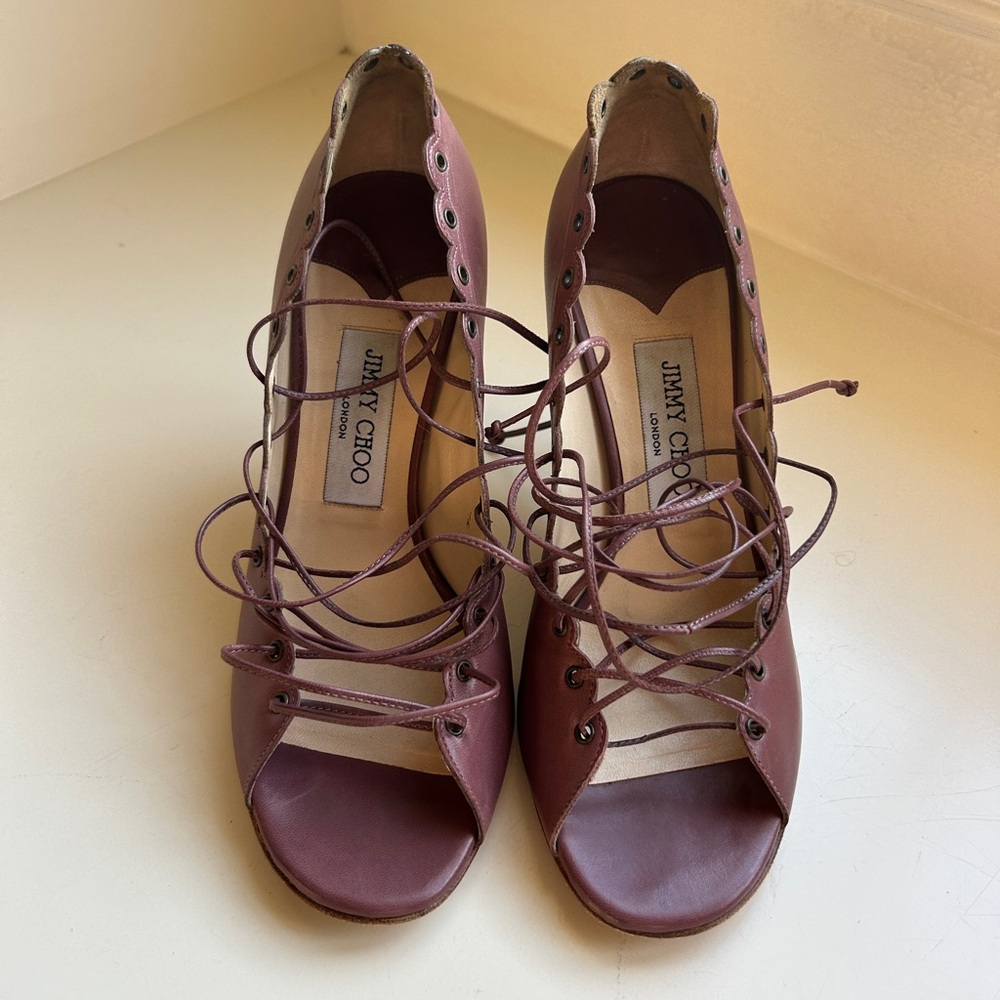 Jimmy Choo Plum Lace-Up Heels